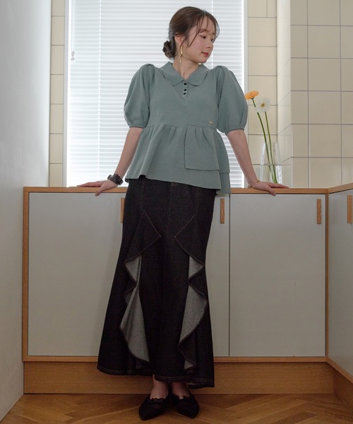 mideal（マイディール） デニムスカート frills mermaid denim skirt
