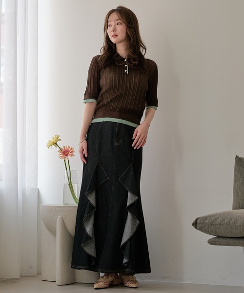 mideal（マイディール） デニムスカート frills mermaid denim skirt