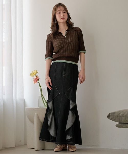 mideal（マイディール） デニムスカート frills mermaid denim skirt