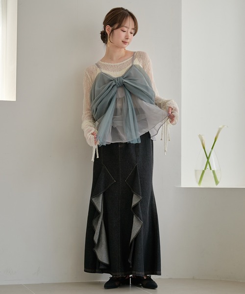 スカート mermaid frill tulle skirt mideal（マイディール） デニムスカート frills mermaid denim skirt