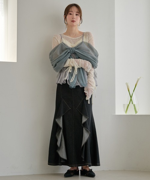mideal（マイディール） デニムスカート frills mermaid denim skirt