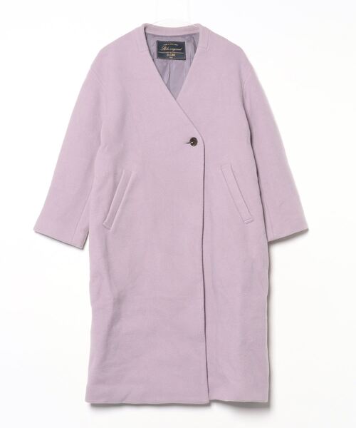 SLOBE IENAパープル ダブルボタン コート 38サイズ SLOBE IENA（スローブイエナ） ノーカラーコート 38 パープル