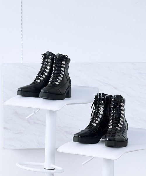 Ellno Loset（エルノロゼット） ブーツ メタルパーツレースアップ