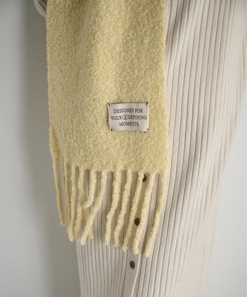 THE Yon マフラー ストール ウール混ブークレフリンジマフラー