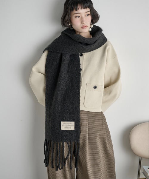 【新品未使用】PRADA アイボリー カシミヤマフラー ウールマフラー フリンジ PRADA（プラダ） マフラー 2FS057 2FK3 レディース フリンジ ストール