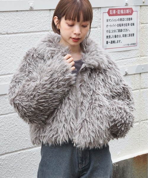 新品◇ミックスシープファーブルゾンesica完売色チャコール 新品◇ミックスシープファーブルゾン esica完売色チャコールグレー