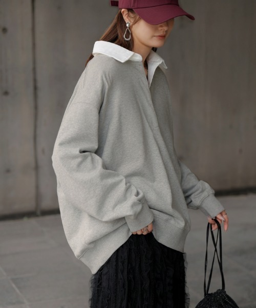 HUG.U（ハグユー） ブラウス シャツ 洗練ラガースウェットシャツ