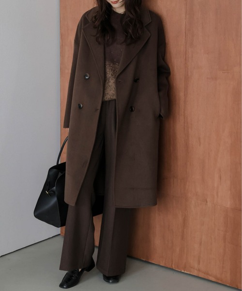 オーバーサイズ チェスターコート 黒 ZIP FIVE -White Line- チェスターコート コート 「White Line」 MOSS