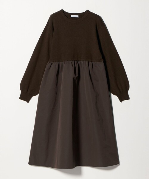 A DAY IN THE LIFE ワンピース ニット×タフタ コンビギャザー