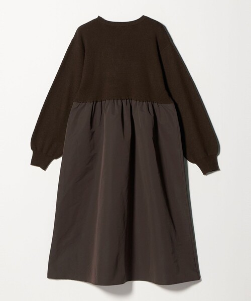 タフタ×ニットのレイヤード風ワンピース タフタ×ニットのレイヤード風ワンピース ファッション通販