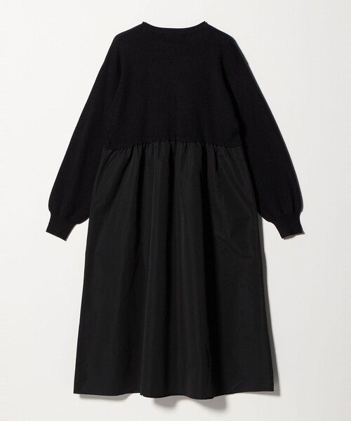 タフタ×ニットのレイヤード風ワンピース タフタ×ニットのレイヤード風ワンピース タフタ×ニットのレイヤード風