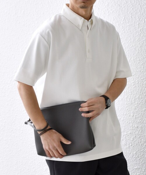「SHIPS any」 半袖ポロシャツ LARGE ダークグレー メンズ_画像5
