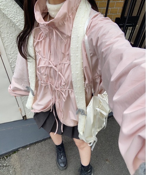 「nemne store」 ナイロンブルゾン MEDIUM ブラック レディース_画像4