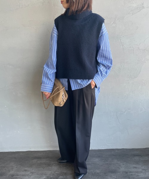 【959】新品　ミズイロインド リブハイネックベスト　濃紺　フリー　ワンピース ミズイロインド ベストのおすすめ人気商品一覧 通販 - Yahoo!ショッピング