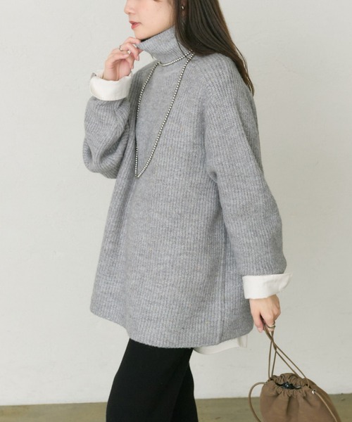 pual ce cin ニット セーター ネップハイネックニットプルオーバー