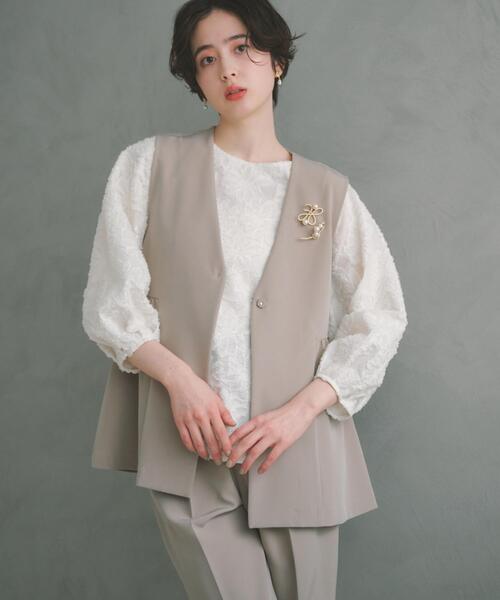 ELLIE スリーブレスコート ベスト　ジレ　ベスト THE SHOP TK ベスト ジレ 「通勤・セレモニー」ダブルクロス