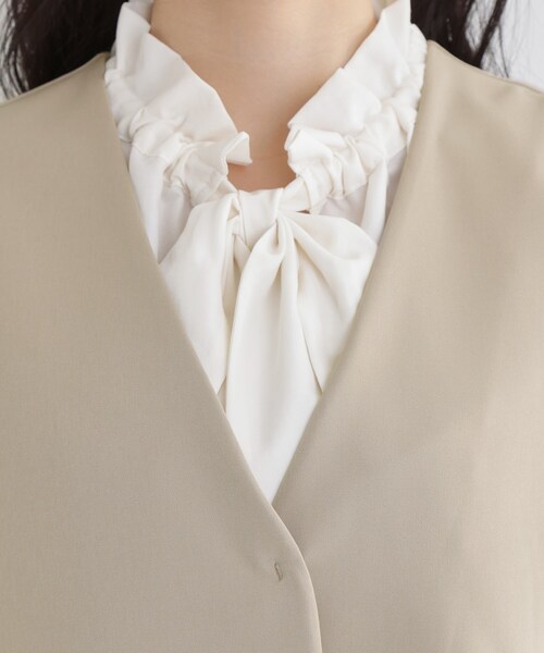 ドゥロワー2 ジレ　ベスト Drawer / ドゥロワー | ウール ベルテッド ショールカラー ジレ ベスト