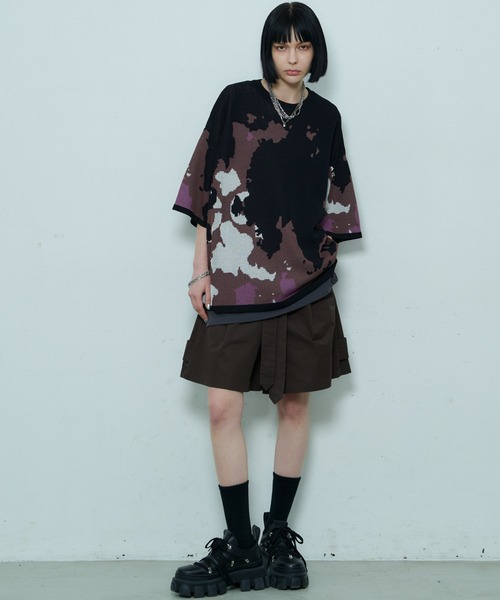 「AIVER」 半袖ニット MEDIUM オフホワイト メンズ_画像8