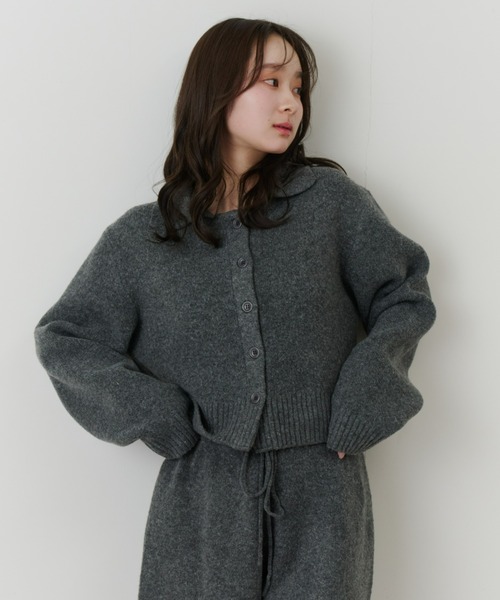 AURALEE ダークグレー クロップドカーディガン Olu.（オルドット） ニット セーター クロップドニットカーディガン