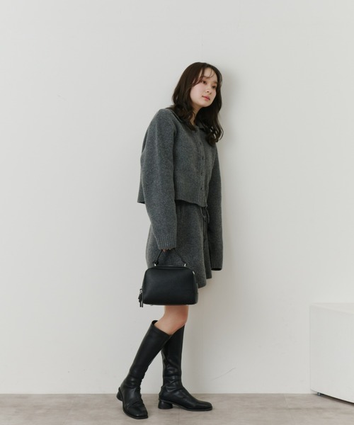 ハニー◆シルビアンヘッチ◆ウール！可愛いクロップド丈黒ニットカーディ！XS シークレットハニー Secret Honey レースアップニットカーディガン