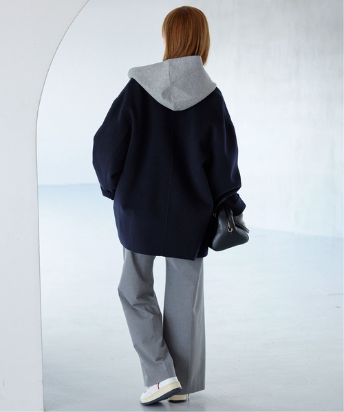 【美品】スローブイエナ ノーカラーブルゾン ジャケット ネイビー SLOBE IENA（スローブイエナ） ノーカラージャケット - ネイビー