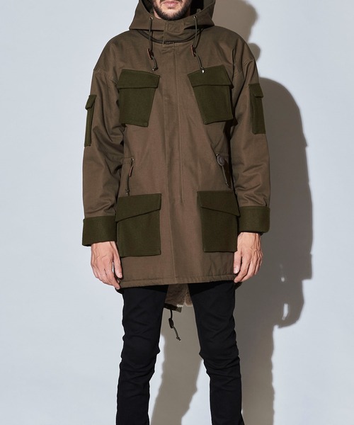 NO ID. ノーアイディー モッズコート 2 ブラック ライナー付 ファー NO ID.（ノーアイディー） モッズコート コート 「NO ID.」Fly-Front