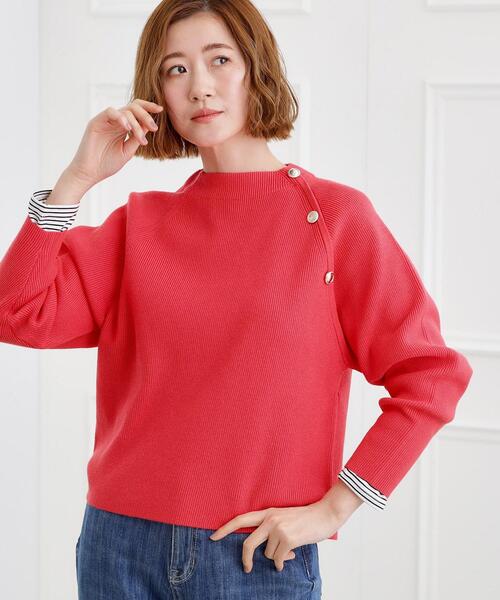 grove（グローブ） ニット セーター ラグランスリーブ肩釦ニット