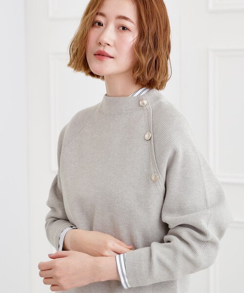 grove（グローブ） ニット セーター ラグランスリーブ肩釦ニット
