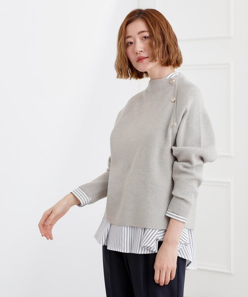 grove（グローブ） ニット セーター ラグランスリーブ肩釦ニット