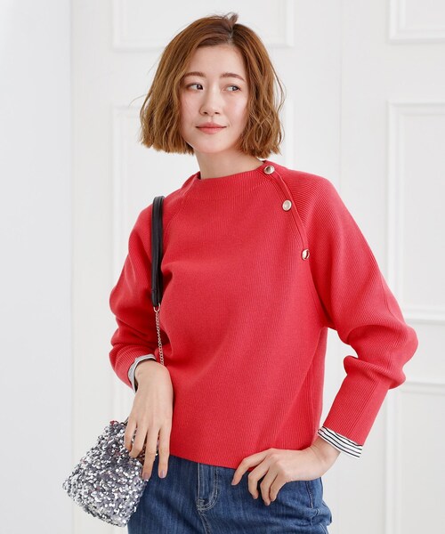 grove（グローブ） ニット セーター ラグランスリーブ肩釦ニット