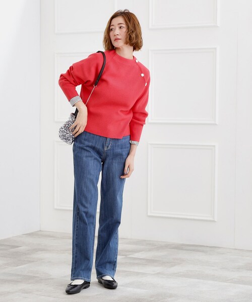 grove（グローブ） ニット セーター ラグランスリーブ肩釦ニット