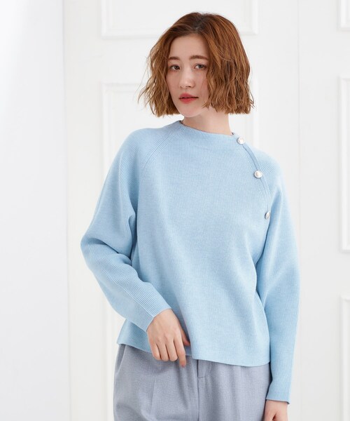 grove（グローブ） ニット セーター ラグランスリーブ肩釦ニット
