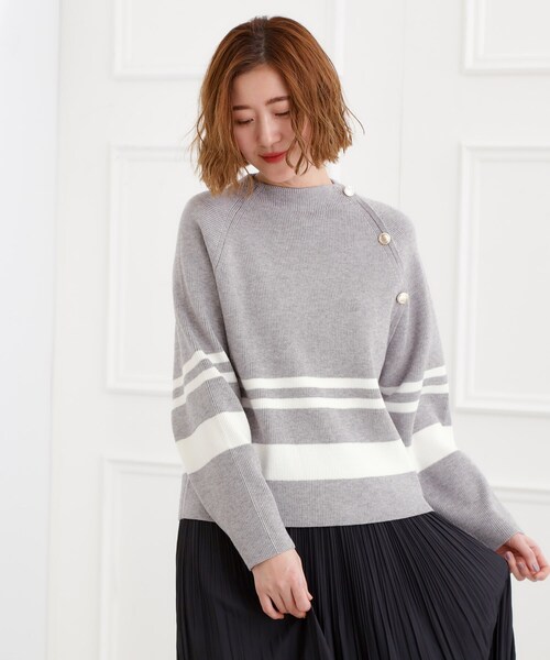 grove（グローブ） ニット セーター ラグランスリーブ肩釦ニット