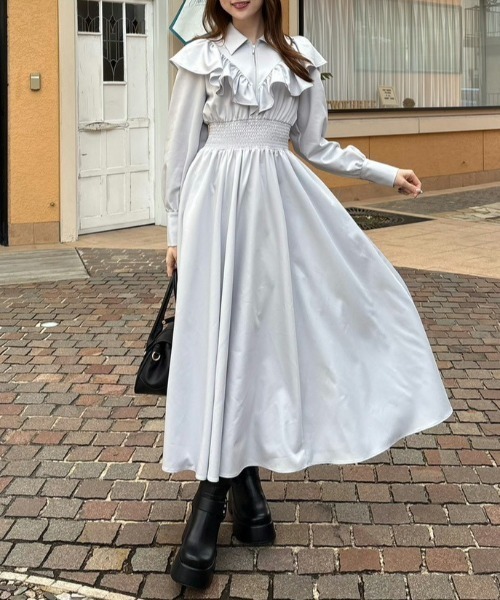 rienda シャツワンピース rienda | フロントZIPフリルミニシャツワンピース (ワンピース(ミニ