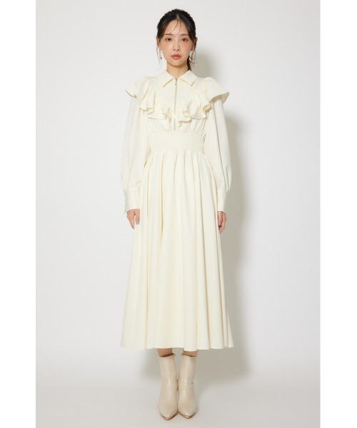 rienda シャツワンピース rienda（リエンダ） シャツワンピース フロントジップフリルシャツ