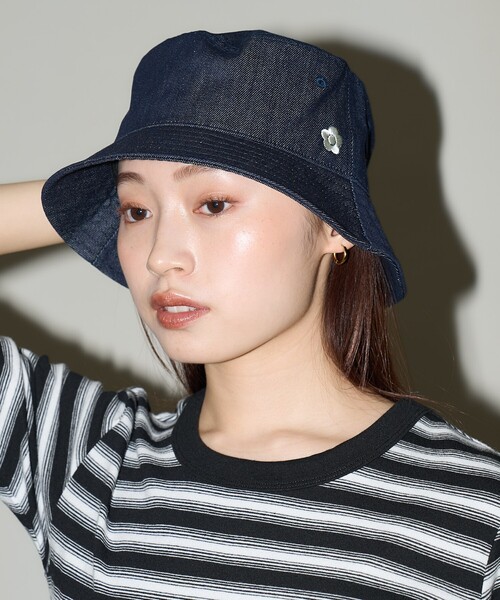 「PUBLUX」 ハット「MARY QUANTコラボ」 ONE SIZE ネイビー レディース_画像5