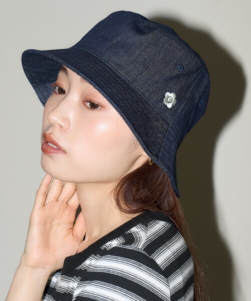 「PUBLUX」 ハット「MARY QUANTコラボ」 ONE SIZE ネイビー レディース_画像7