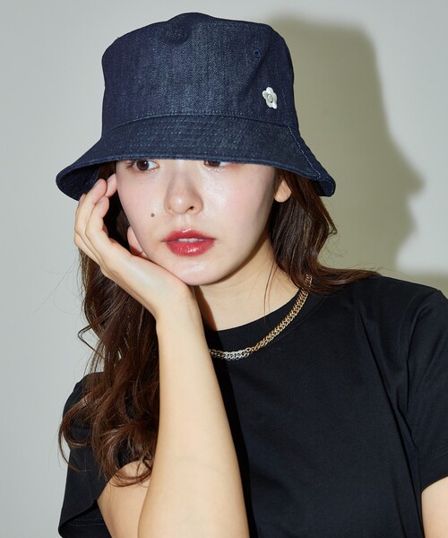 「PUBLUX」 ハット「MARY QUANTコラボ」 ONE SIZE ネイビー レディース_画像8