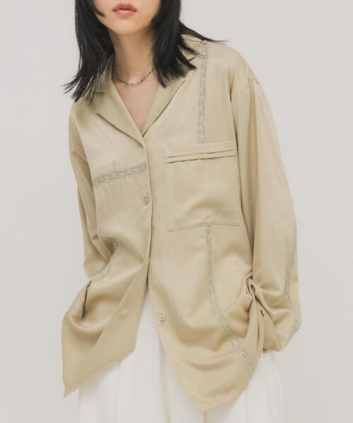 KBF（ケービーエフ） ブラウス シャツ ルーズサテンシャツ レディース