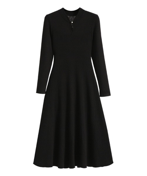 フロントボタンフレアニットワンピース　holiday&holiday フロントボタンフレアニットワンピース HOLIDAY&HOLIDAY