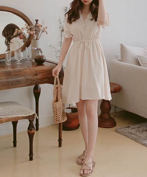 「Dream garden」 7分袖ワンピース L ホワイト レディース_画像5