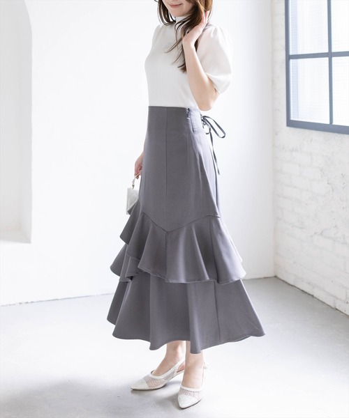 CLEAR BASIC スカート 「低身長対応／サイズ展開あり」アシンメトリー