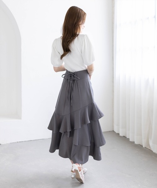 CLEAR BASIC スカート 「低身長対応／サイズ展開あり」アシンメトリー