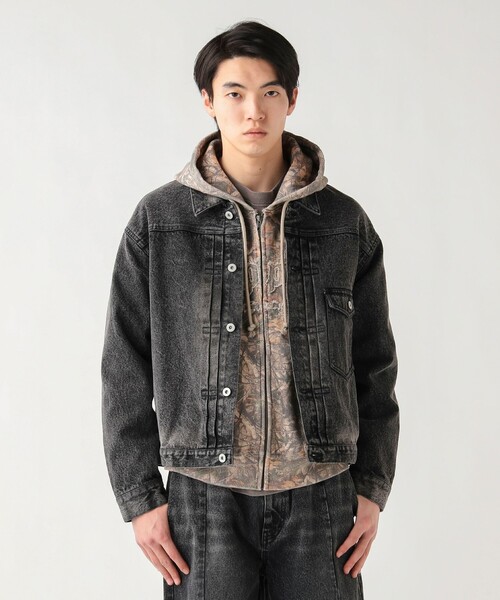 【未使用】BEAMS HEART ビームス ハート ブラスト デニム ジャケット L ブラック 42-18-0112-147 メンズ ヴィンテージ風ジャケット BEAMS HEART（ビームス ハート） デニムジャケット gジャン ブラスト