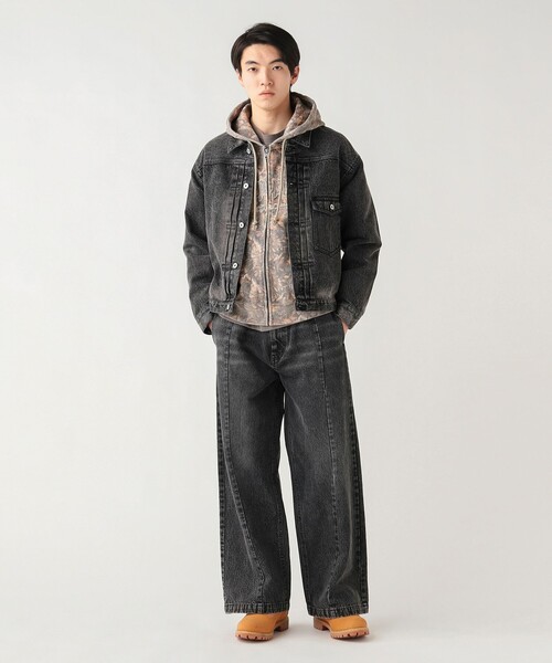 【未使用】BEAMS HEART ビームス ハート ブラスト デニム ジャケット L ブラック 42-18-0112-147 メンズ ヴィンテージ風ジャケット BEAMS HEART（ビームス ハート） デニムジャケット gジャン ブラスト