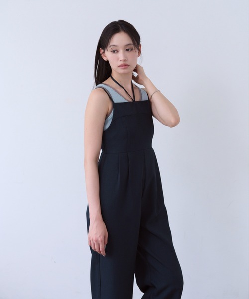 SOYEN オールインワン 2WAYネックストラップデザインワイドロンパース
