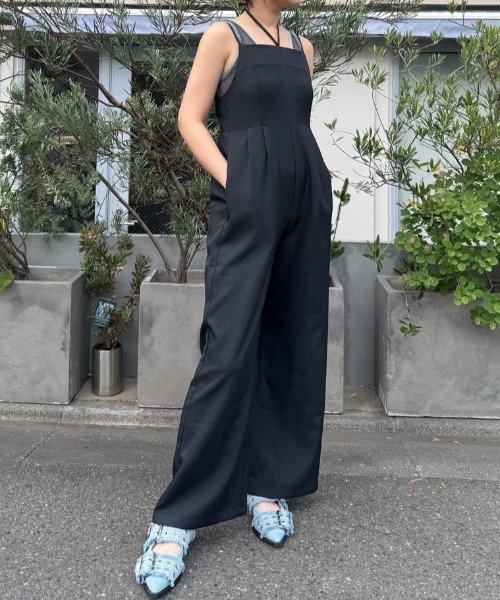 SOYEN オールインワン 2WAYネックストラップデザインワイドロンパース