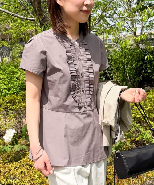 NOLLEY'S（ノーリーズ） ブラウス シャツ ウォッシャブル前立プリーツ