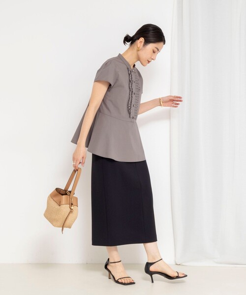 NOLLEY'S（ノーリーズ） ブラウス シャツ ウォッシャブル前立プリーツ