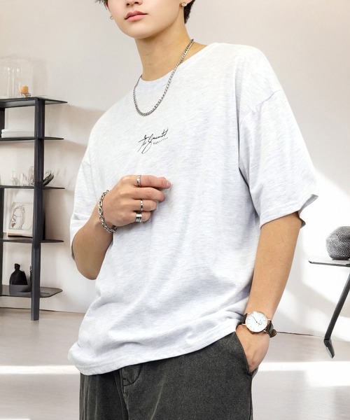 tシャツ 刺繍 ワイド 半袖 Tシャツ ロゴ キャラ ハート メンズ
